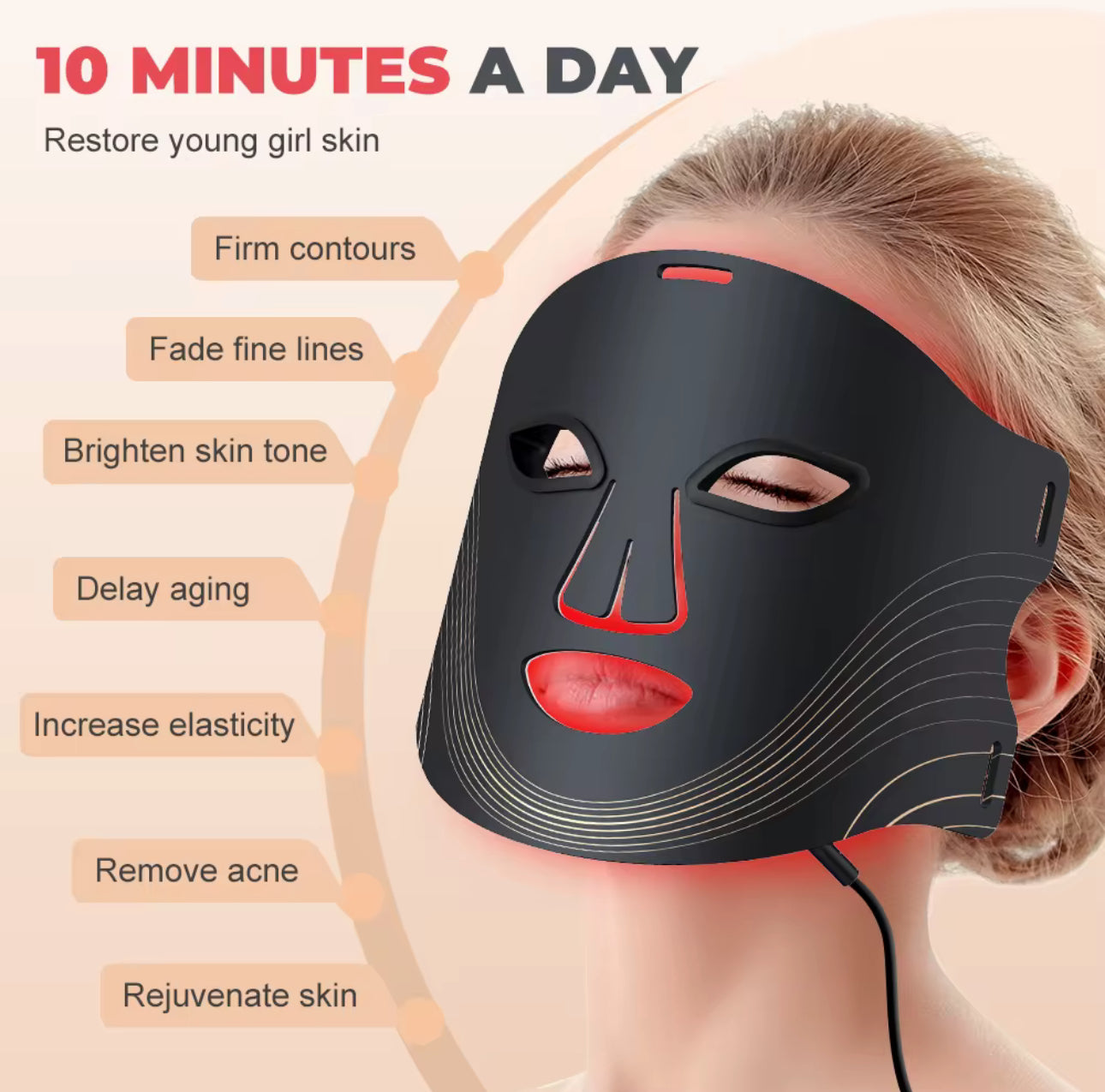 Terrea 7 Mode LED Light Therapy Mask | Red & Blue Light Skin Treatment